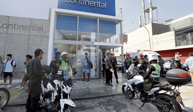 Delincuentes roban diez mil soles de una agencia del banco Continental 