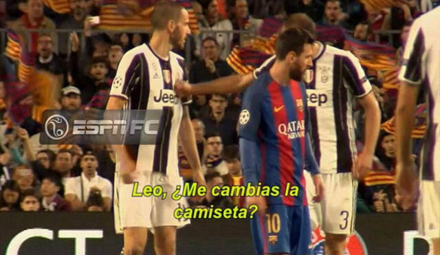 Champions League: Bonucci le pide la camiseta a Messi y su compañero lo golpea [VIDEO]