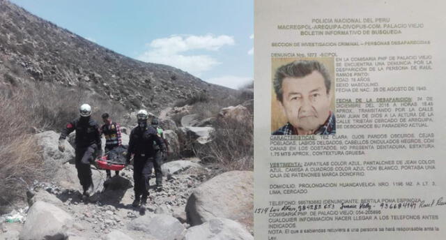 Cadáver devorado por ratas pertenece a anciano desaparecido en Arequipa 