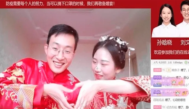 Pareja china transmite su boda en vivo por el coronavirus y reúne a 3 millones de ‘invitados’ [VIDEO] 