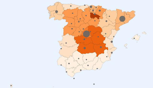 Mapa del coronavirus en España al 23 de abril. Foto: RTVE.