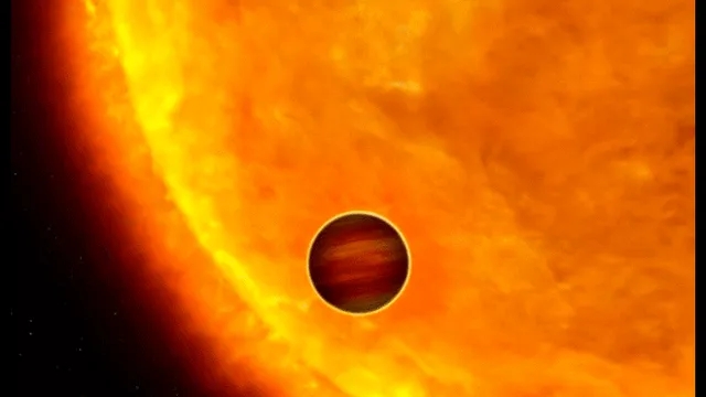 Imagen de un gigante gaseoso orbitando muy de cerca su estrella. NASA / ESA / G. Bacon.