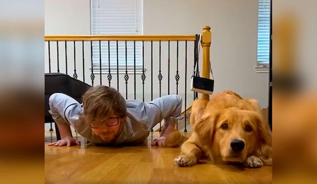 Desliza las imágenes para observar la habilidad de un perro al imitar los movimientos de su dueño. Foto: captura de Facebook