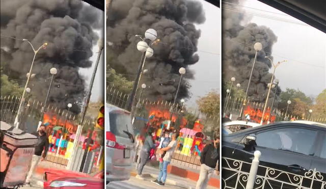 Incendio se registra en la zona de juegos del parque Fátima en Chorrillos. Foto: capturas / FB Nataly Arvelo