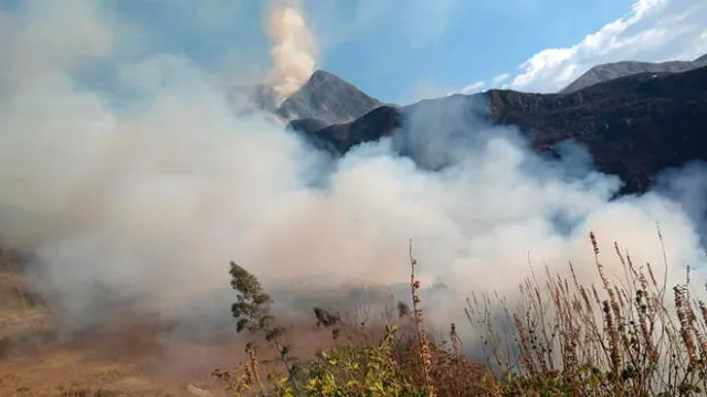 Incendio forestal en Cajabamba