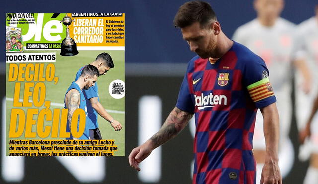 "Decido, Leo, decilo": la portada del diario Olé sobre el futuro de Lionel Messi en Barcelona. Foto: Olé | EFE.