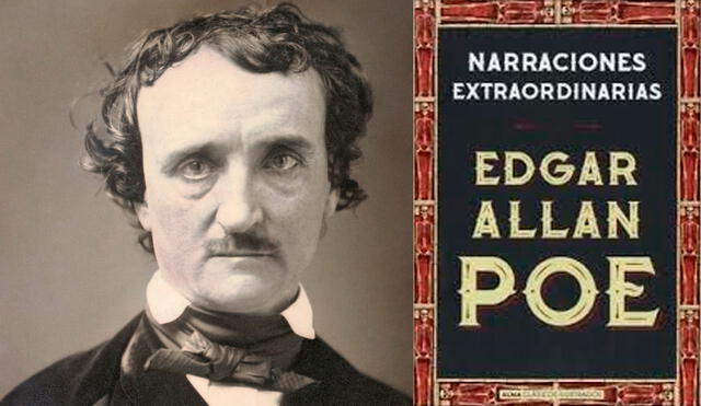 Edgar Allan Poe solo recibió la visita del doctor John Moran mientras estuvo en el  Washington College Hospital. A la derecha, uno de sus libros más exitosos Narraciones extraordinarias. Foto: composición Difusión.