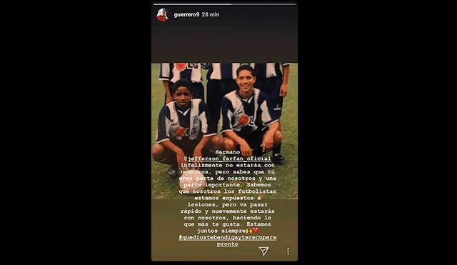 Paolo Guerrero le dedicó emotiva carta a Jefferson Farfán tras quedar fuera de la Copa América 2019.