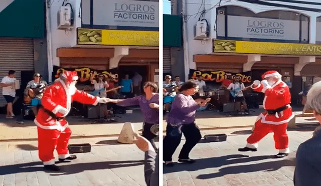 Facebook viral: Papá Noel se mueve al ritmo de cumbia al lado de una señora en la calle [VIDEO] 