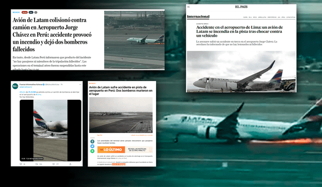 El accidente ocurrido en la pista de aterrizaje del Aeropuerto Internacional Jorge Chávez viene siendo tendencia entre medios internacionales. Foto: composición Fabrizio Oviedo/LR