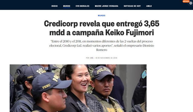 Prensa extranjera da cuenta sobre revelación de Dionisio Romero. Foto: Difusión.