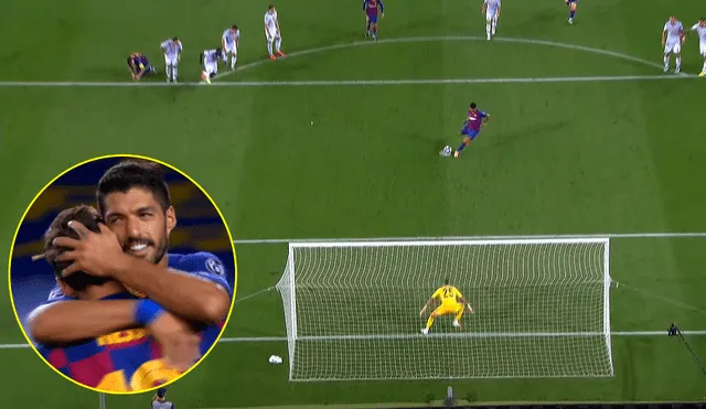 Luis Suárez marcó de penal y decretó la goleada del Barcelona sobre Napoli por los octavos de final de la Champions League. | Foto: ESPN 2