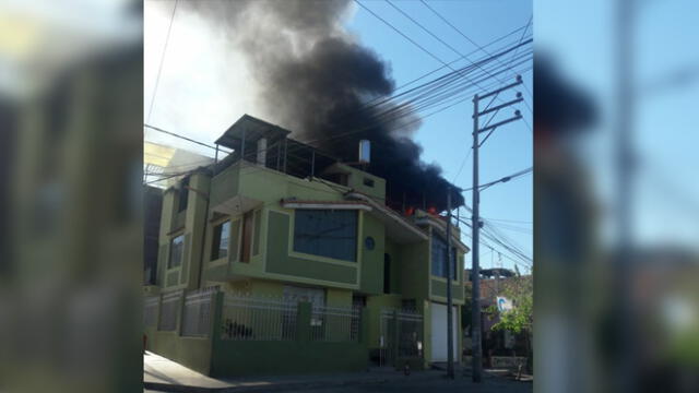 Incendio consume un piso entero de taller de zapatos en Arequipa [VIDEO]