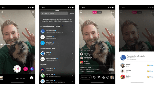Los usuarios podrán recaudar fondos por medio de Instagram Live.