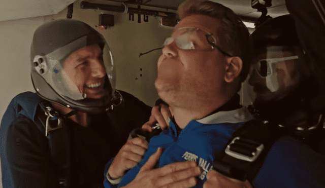 Tom Cruise obligó a James Corden a lanzarse del avión y el resultado fue increíble [VIDEO]