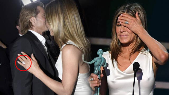 Fanáticos pudieron percatarse que Jennifer Aniston usó la lujosa sortija de medio millón de dólares durante la premiación. (Foto: Composición / AFP)