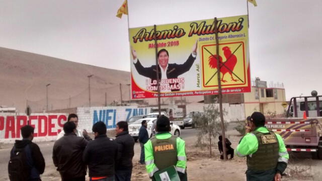 Tacna: Candidato coloca propaganda electoral en zona reservada para parque 