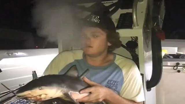 Joven utiliza cadáver de tiburón como pipa y lo fuma al ritmo de Baby Shark [FOTOS y VIDEO]