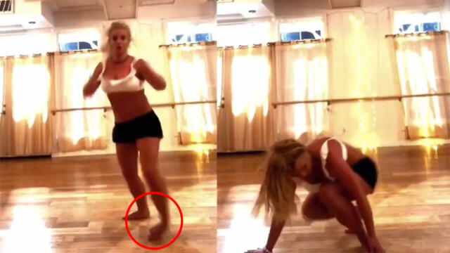 Britney Spears publicó en su cuenta de Instagram el video en el que sufre la caída. (Foto: Captura)