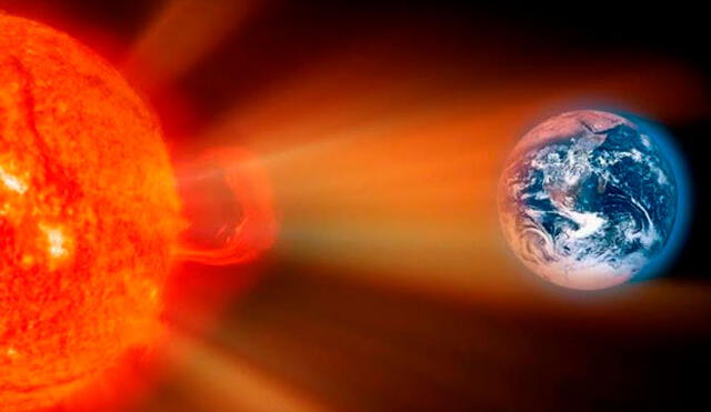 Las tormentas solares se producen por partículas cargadas expulsadas por el Sol que chocan con la magnetósfera de la Tierra. Imagen: Difusión.