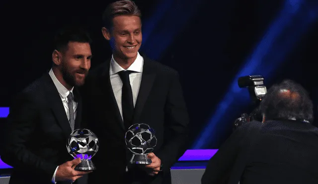 De Jong y Messi durante los premios The Best. (Créditos: AFP)