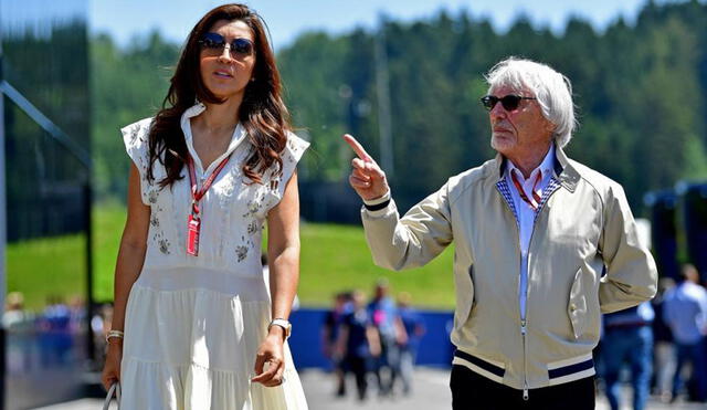 Bernie Ecclestone junto a su esposa Fabiana Flosi, de 44 años. Foto: AFP.