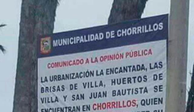 Facebook: Chorrillos envía mensaje a vecinos de límite con Surco y genera polémica | FOTO