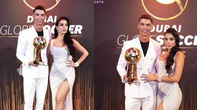 Georgina Rodríguez impacta con escotado vestido en premiación a Cristiano Ronaldo en los Globe Soccer Awards 2019