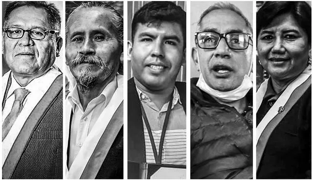 Quieren viajar a Chile con sus asesores Erwin Tito (FP), Raúl Machaca (Frepap), Alexander Lozano (UPP), José Núñez (PM) y Lusmila Pérez (APP).