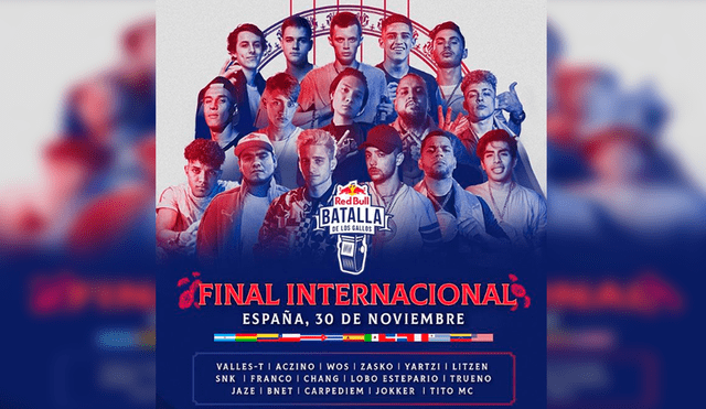 La Red Bull Batalla de los Gallos Final Internacional España 2019 se llevará a cabo este sábado 30 de noviembre EN VIVO ONLINE EN DIRECTO vía redbull.tv Streaming desde el ‘Wizink Center’ (Madrid).