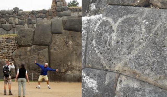 Inscripciones hechas en un muro inca ubicado en el lado de Cruz Mocco. Foto: difusión.