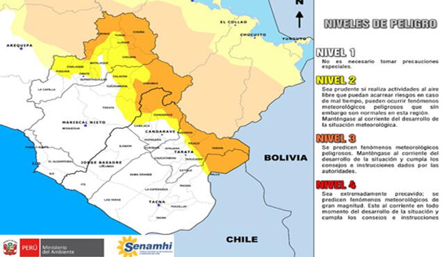 Alerta de nevadas, tormentas eléctricas  y vientos en Tacna y Moquegua