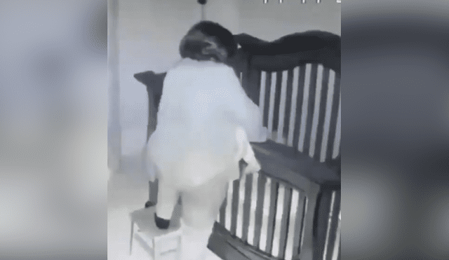 Un video que se ha viralizado en Facebook, grabado con cámara escondida, registra el blooper que protagonizó una niñera con un bebé en brazos.