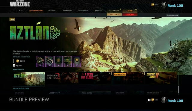 Aztlán es el nombre del nuevo bundle con objetos cosméticos para armas, pero en la imagen promocional aparece Machu Picchu. Foto: Call of Duty Warzone.