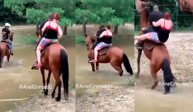 Facebook viral: pareja se sube a caballo para dar un paseo y este reacciona de la peor forma al sentir su excesivo peso [