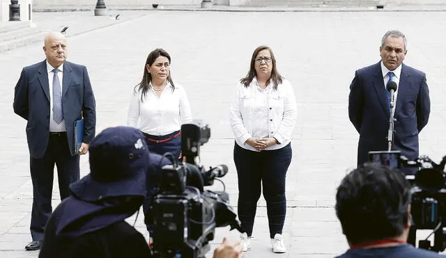 Eje. El ministro del Interior, Vicente Romero; de Trabajo, Alfonso Adrianzén; y de Salud, Rosa Gutiérrez, remarcaron que este Gobierno apuesta por la paz social. Foto: difusión