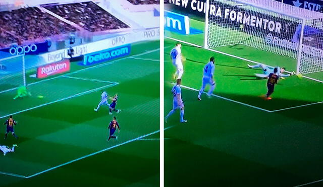 Courtois y Neto se lucieron con sendas atajadas ante los disparos de Messi y Benzema. Foto: Captura Directv Sports.