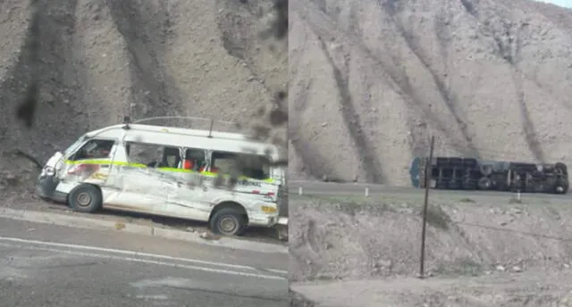 Seis heridos tras choque entre tráiler boliviano y minivan en Moquegua.
