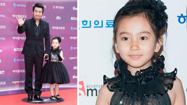 El actor coreano Ryu Seung Ryong y la actriz infantil Kal So Won en la red carpet de los Paeksang Arts Awards 2013.