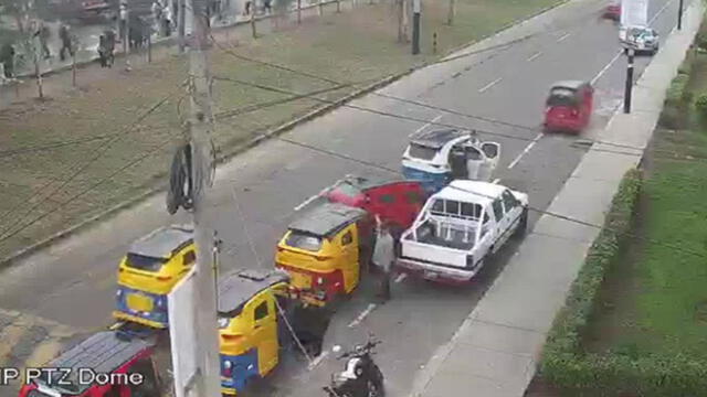 Cámaras de seguridad captaron la resistencia de mototaxistas y el desalojo realizado por parte de los agentes ediles. (Foto: Captura de video / Municipalidad de Surco)