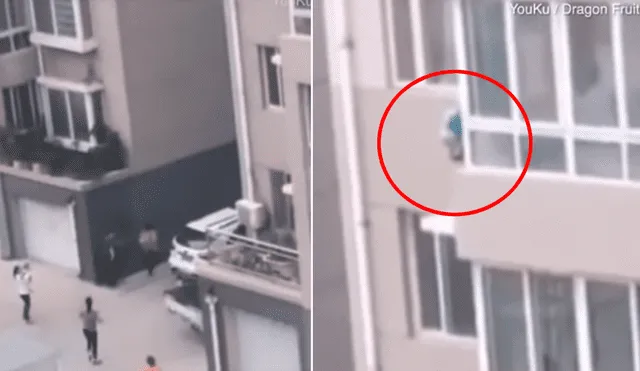 YouTube: bebé perdió el equilibrio y cayó desde el quinto piso en China [VIDEO]