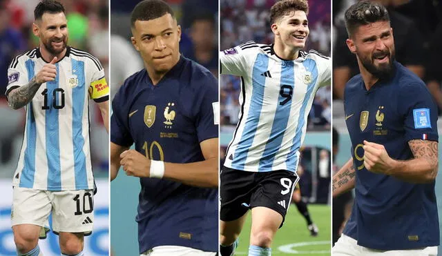Lionel Messi, Kylian Mbappé, Julián Álvarez y Olivier Giroud pueden terminar como goleadores del Mundial Qatar 2022. Foto: composición/EFE