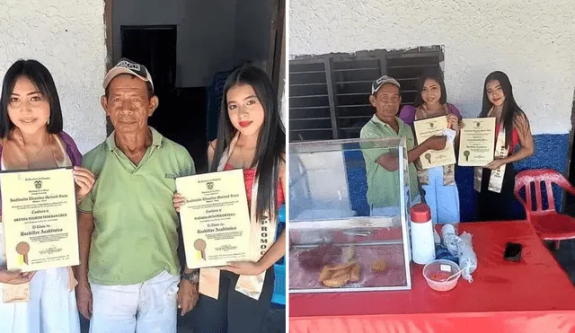 Estudiantes colombianas se gradúan y comparten el logro con el vendedor de comida que las apoyó durante su carrera.