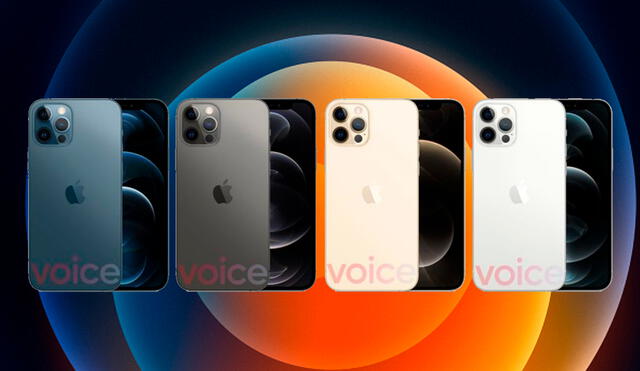 El iPhone 12 Pro Max también mantendría los cuatro colores con tres cámaras traseras. Foto: composición La República / Vía Evan Blass