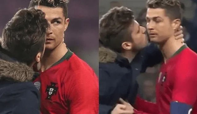 Cristiano Ronaldo recibe beso de aficionado en pleno partido [VIDEO]