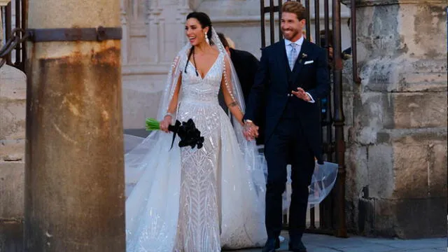 Sergio Ramos y Pilar Rubio: vestido de la novia impresiona a fans [VIDEO]