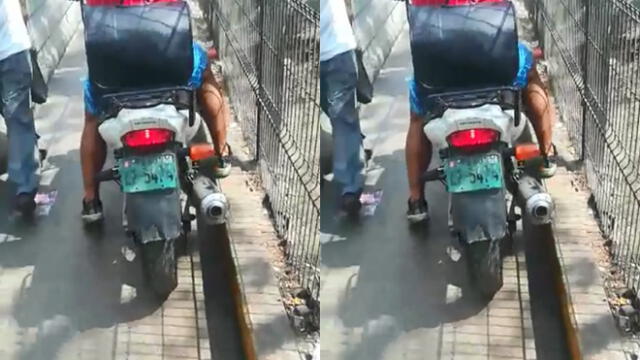 #YoDenuncio: vehículo policial circula por paso peatonal en Santa Anita [VIDEO]