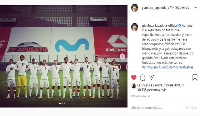 Publicación de Gianluca Lapadula en instagram.