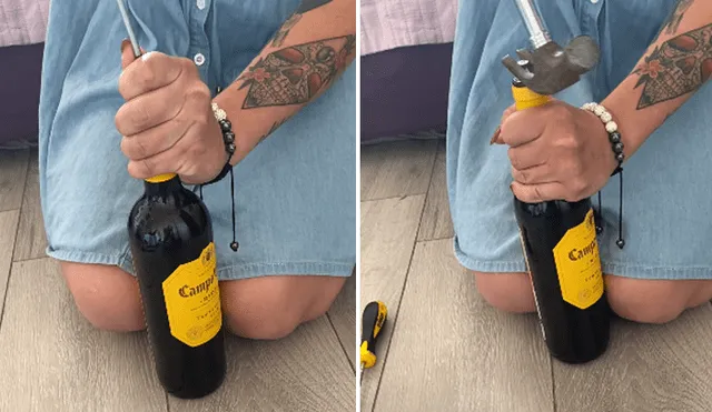 Una joven reveló un sorprendente truco para abrir una botella de vino sin sacacorchos. Foto: YouTube