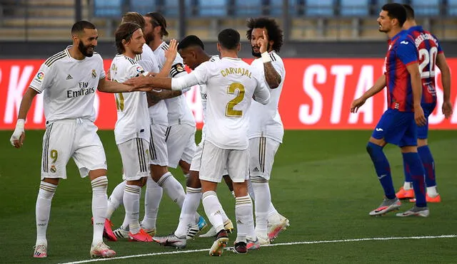 Real Madrid vence al Eibar en el estadio Alfredo Di Stéfano, por la reanudación de LaLiga Santander. Foto: AFP.